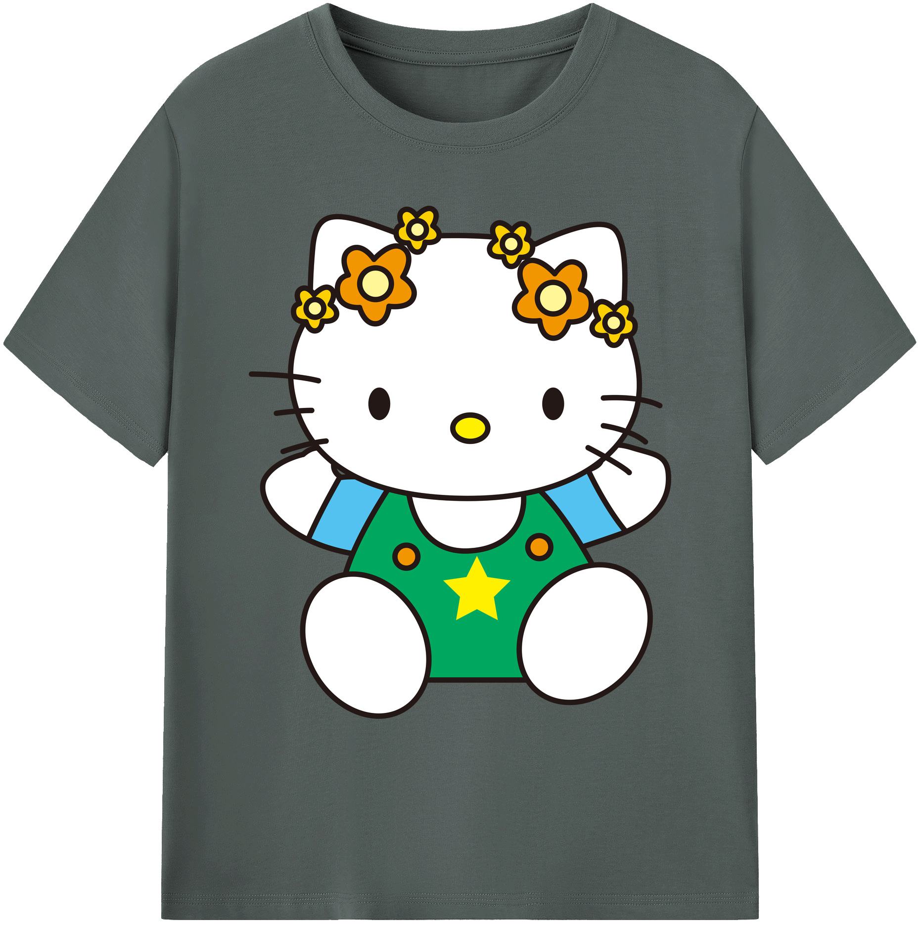 （画像用） Hello Kitty ハローキティ 綿100％ メンズ半袖Tシャツ｜肌触りやわらか＆通気性